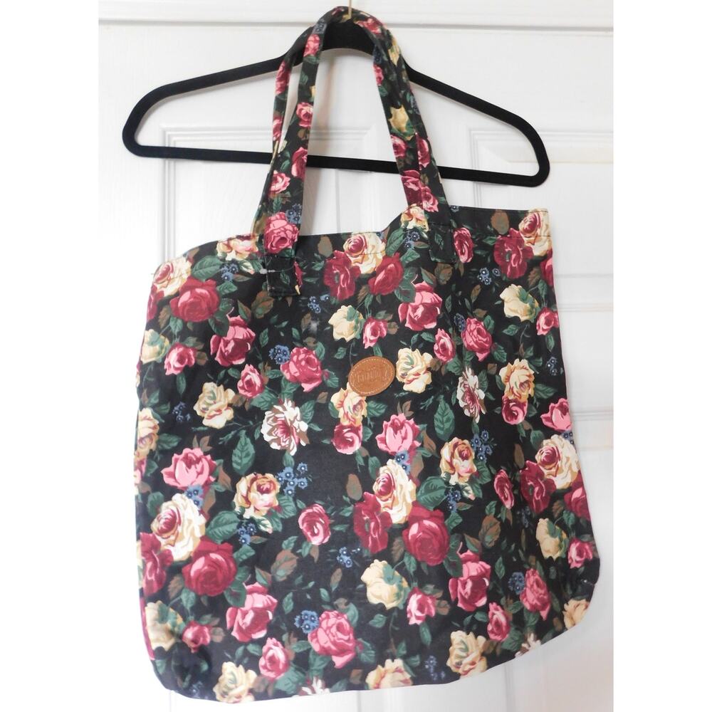 Gitano Floral Canvas Tote Bag 1990's Vintage Preowned